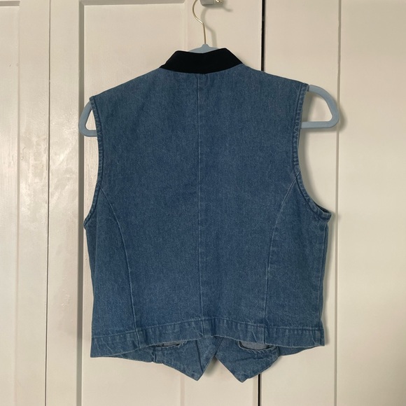 Vintage denim vest with black velvet color - size 4 - Picture 5 of 5